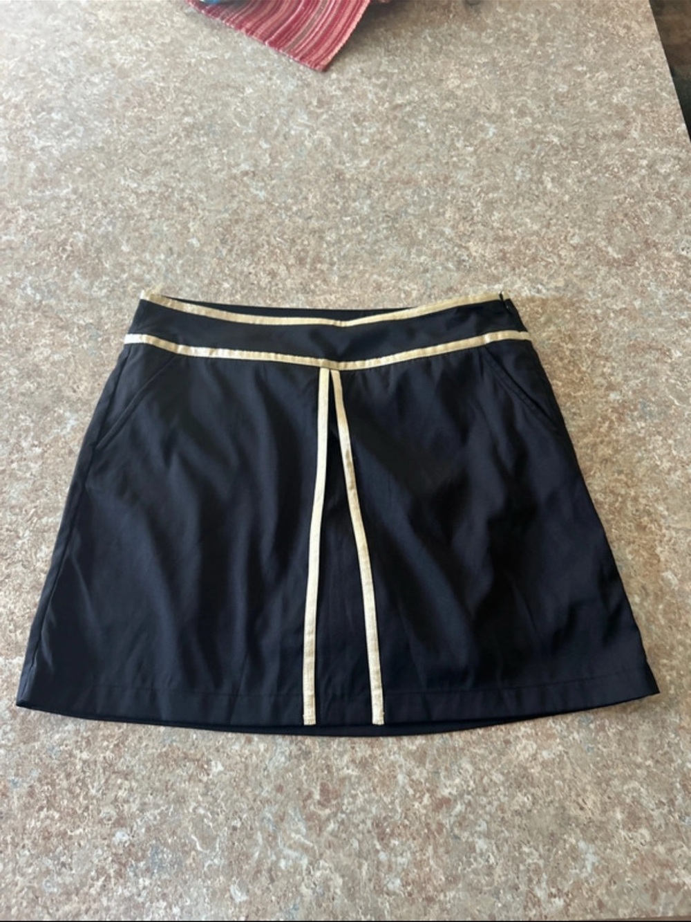 Lady Hagen Black Mini Skirt with Gold Trim